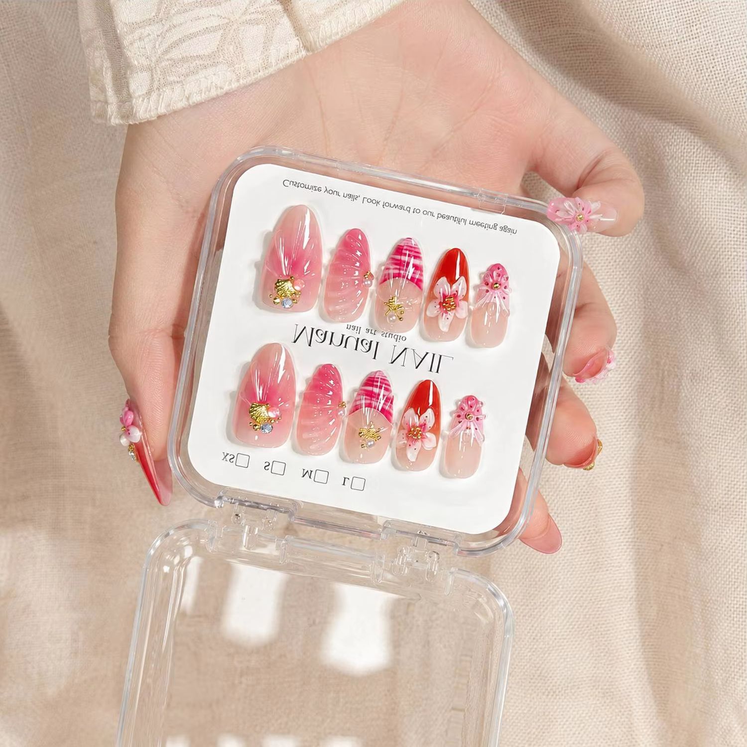 Nail Art Ombre Pink - 1박스 펄 액센트 핑크 옴브레 젤