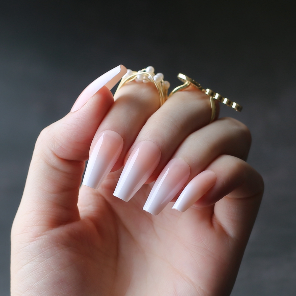 Nail Art Ombre Pink - DIY 살롱 아트 스틸레토 광택 가짜