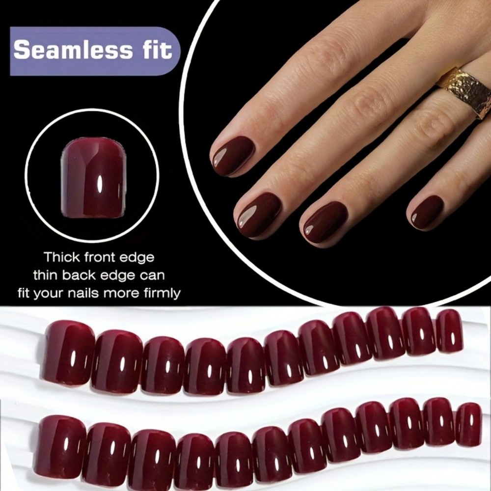 Nail Art Red Wine Cat Eye - 여아용 와인 레드 캣아이 인조 손톱