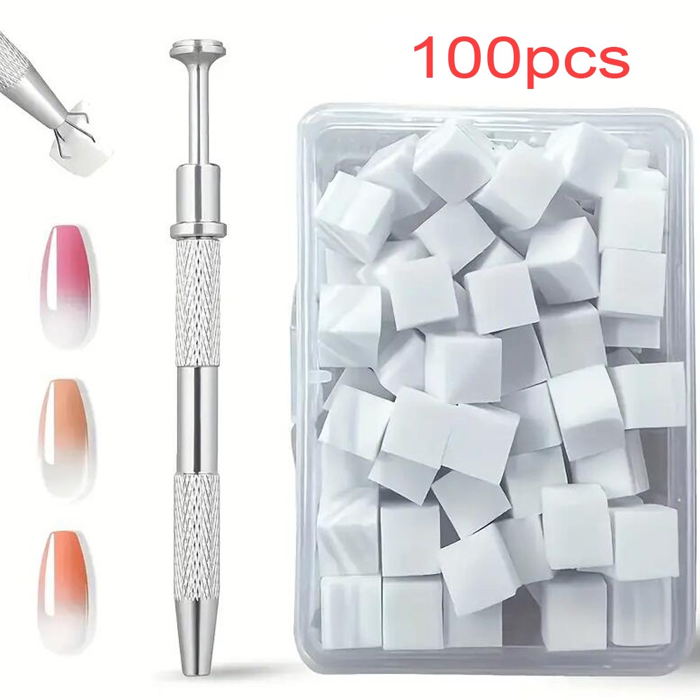 Nail Art Chrome - 50/100개입 화이트 미니 네일 스펀지 그랩핑