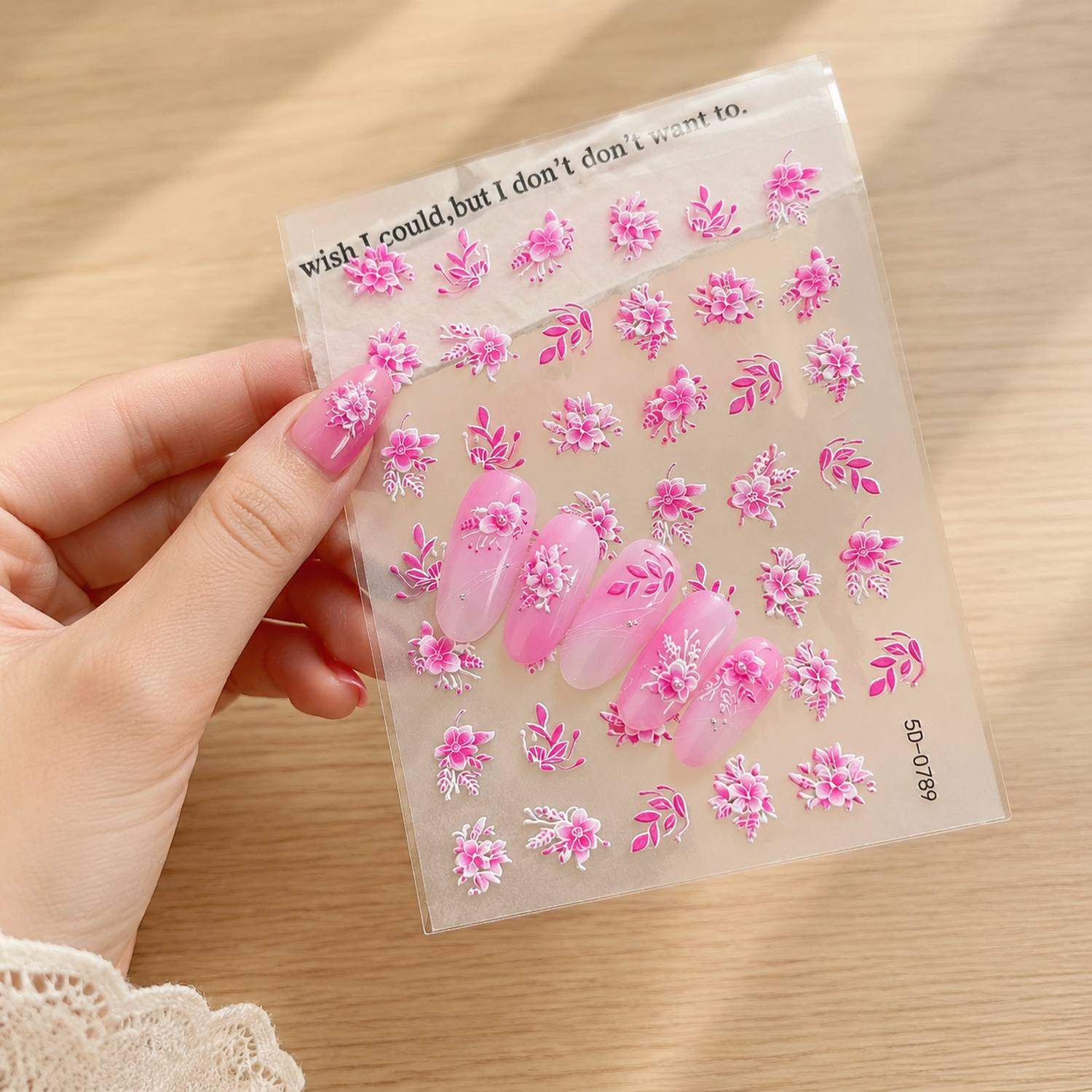 Nail Art Ombre Pink - 1Pc 3D 양각 꽃송이 네일 아트