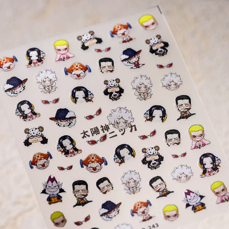 Nail Art Zoro One Piece - 1PCS 5D 새로운 원피스 네일 스티커