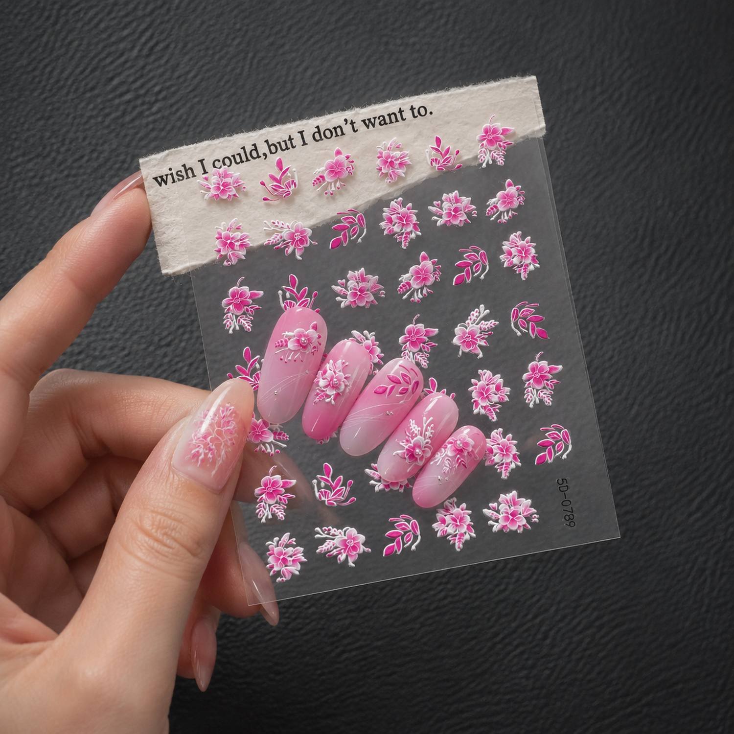 Nail Art Ombre Pink - 1개입 자개형 매화꽃과 잎사귀 클러스터 네일
