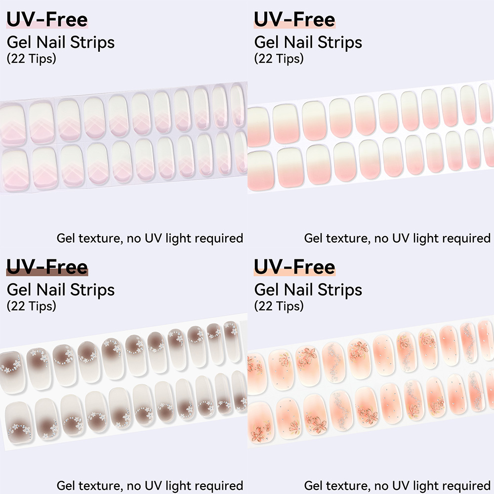 Nail Art Ombre Pink - UV 프리 젤 네일 스트립 22팁