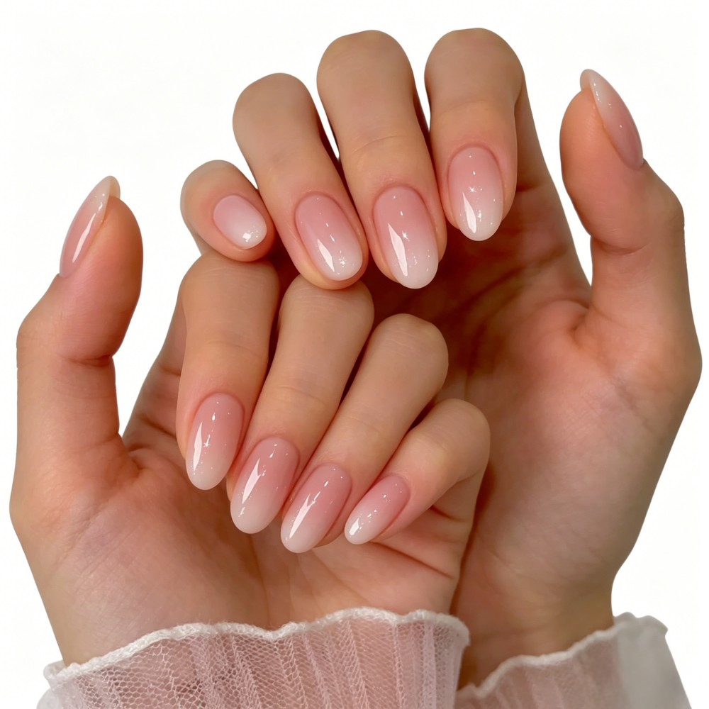 Nail Art Ombre Pink - 24개 네일 심플 옴브레 스프링 인조