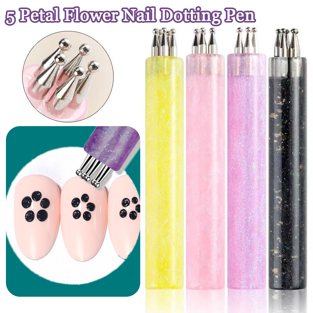 Nail Art One Stroke - 5개 꽃잎 모양 네일 도팅펜, 원