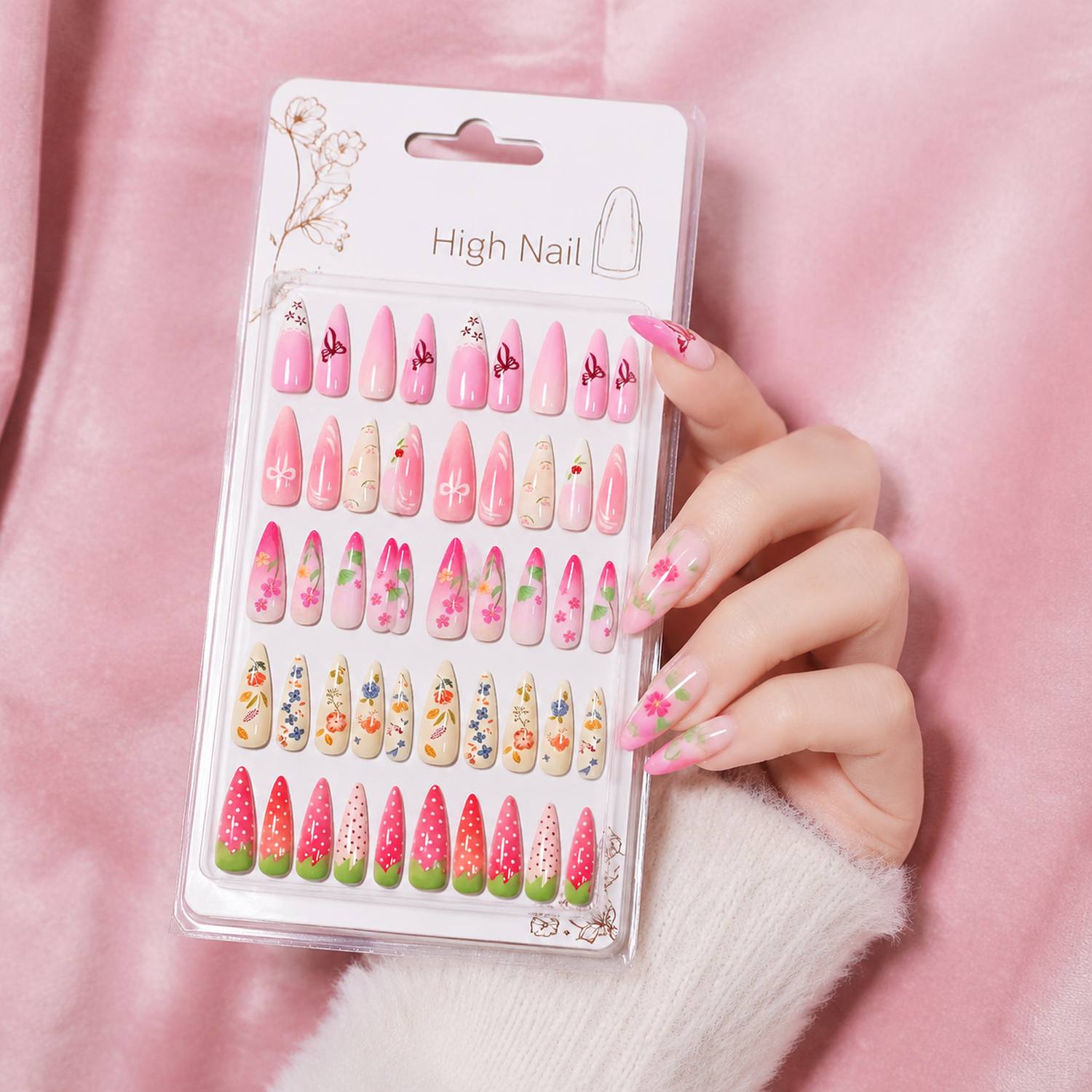 Nail Art Ombre Pink - 1봉지 프로스티드 옴브레 3D 아트 프레스온