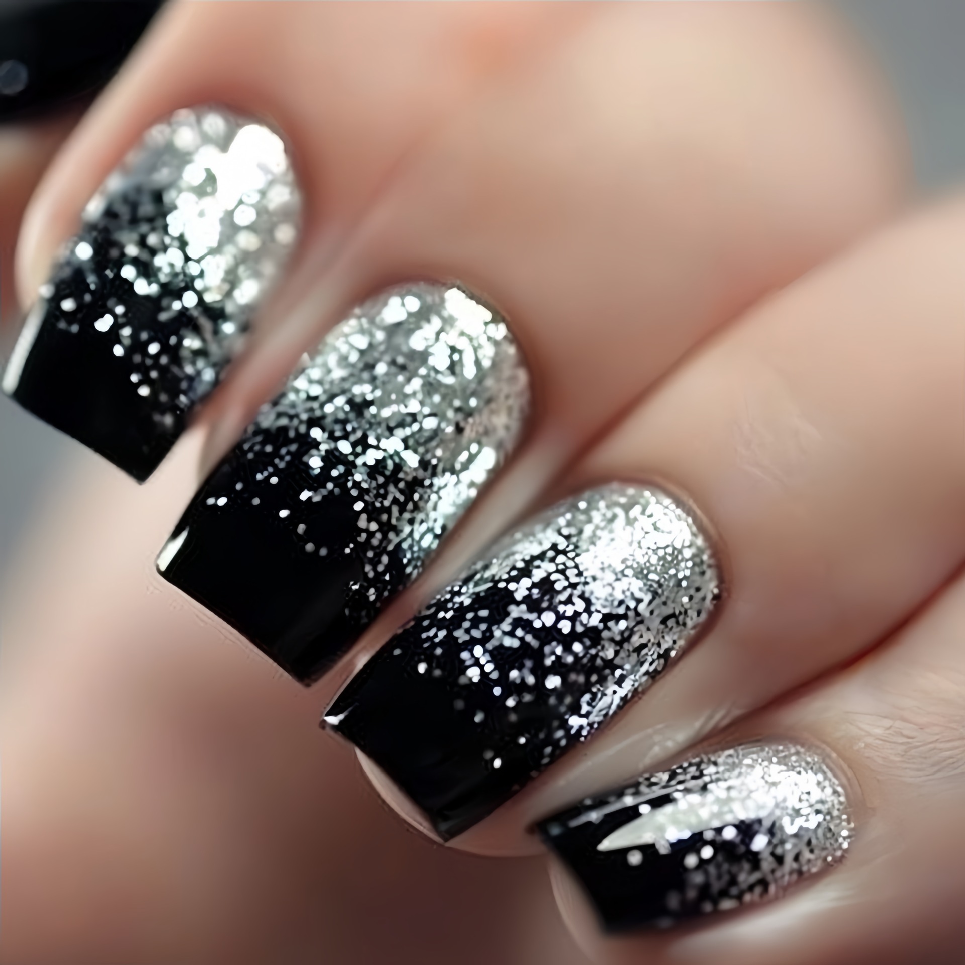 Nail Art Design - 짧은 중간 길이의 가짜 손톱 그라데이션