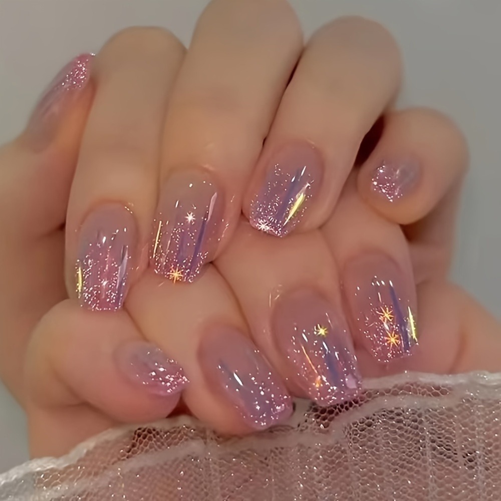 Nail Art Ombre Pink - 24개입 심플 옴브레 스프링 네일팁, 달콤하고