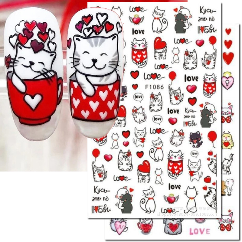 3d 네일 아트 데칼 발렌타인 데이 레드 하트 풍선 귀 - Nail Art Valentines Day 리뷰 및 가격