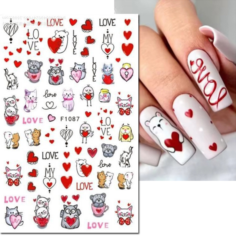 3d 네일 아트 데칼 발렌타인 데이 레드 하트 풍선 귀 - Nail Art Valentines Day 리뷰 및 가격
