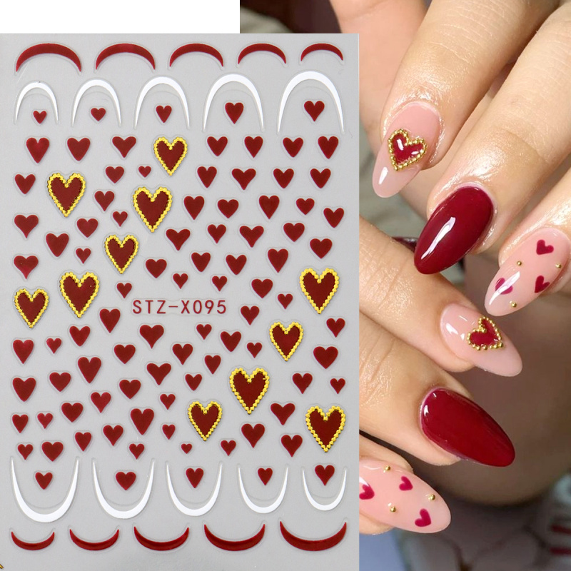 2개 미니 하트 네일 아트 스티커 데칼 귀여운 발렌타인 - Nail Art Valentines Day 리뷰 및 가격