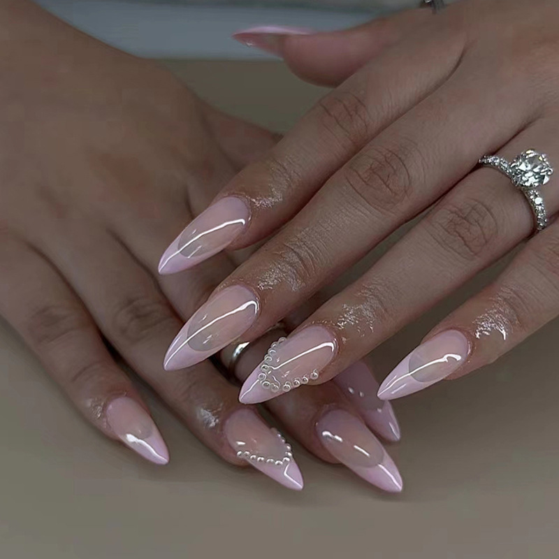 24개입 리본 디자인 핑크 프렌치 발렌타인데이 롱 아몬 - Nail Art Valentines Day 리뷰 및 가격