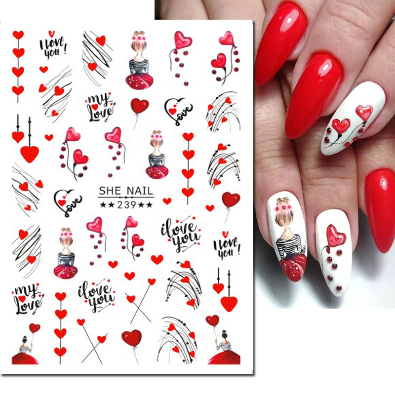 3D 네일 아트 데칼, 기하학적 라인, 발렌타인 데이, - Nail Art Valentines Day 리뷰 및 가격