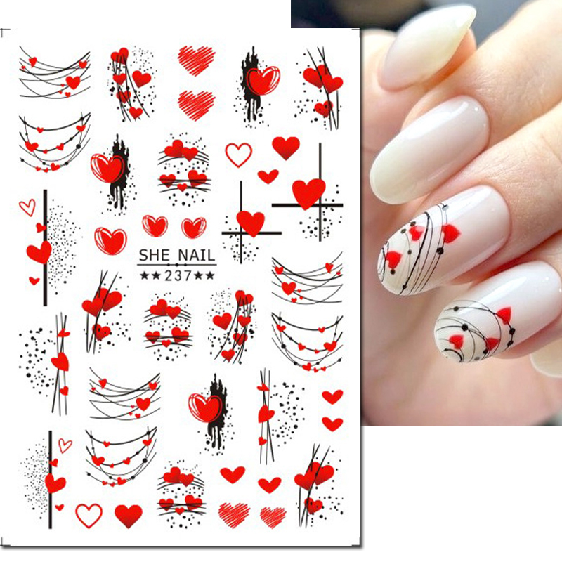 3D 네일 아트 데칼, 기하학적 라인, 발렌타인 데이, - Nail Art Valentines Day 리뷰 및 가격
