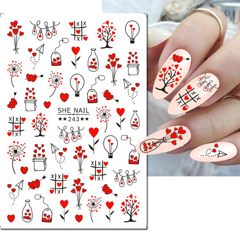 3D 네일 아트 데칼, 기하학적 라인, 발렌타인 데이, - Nail Art Valentines Day 리뷰 및 가격