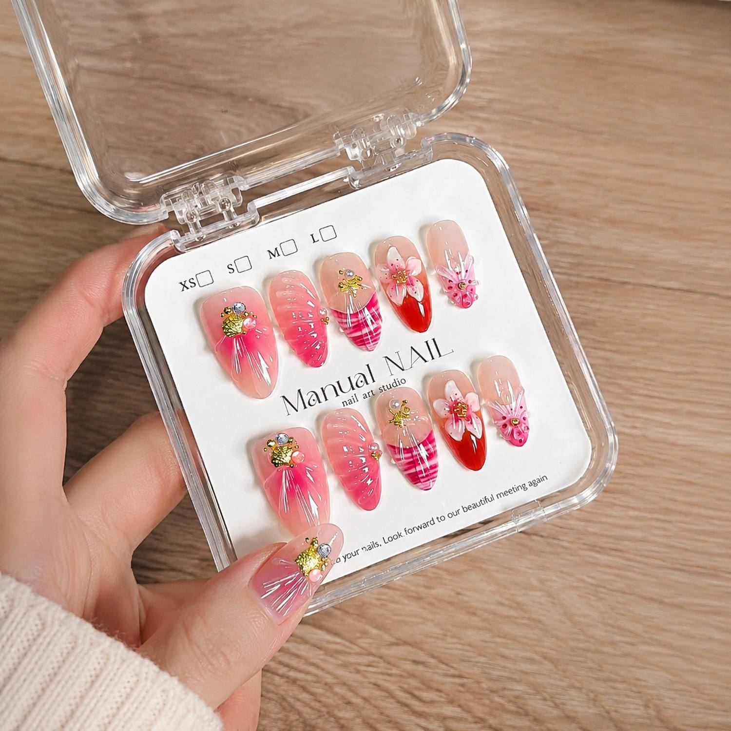 1박스 3D 플라워 핑크 옴브레 아크릴 프레스온 네일  - Nail Art Ombre Pink 리뷰 및 가격