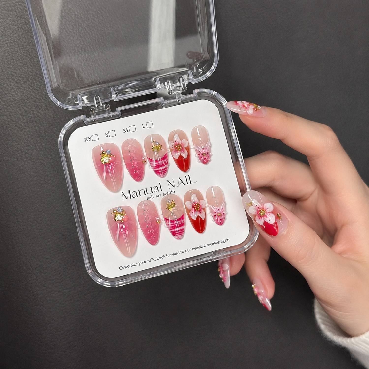 1박스 3D 플라워 핑크 옴브레 아크릴 프레스온 네일  - Nail Art Ombre Pink 리뷰 및 가격