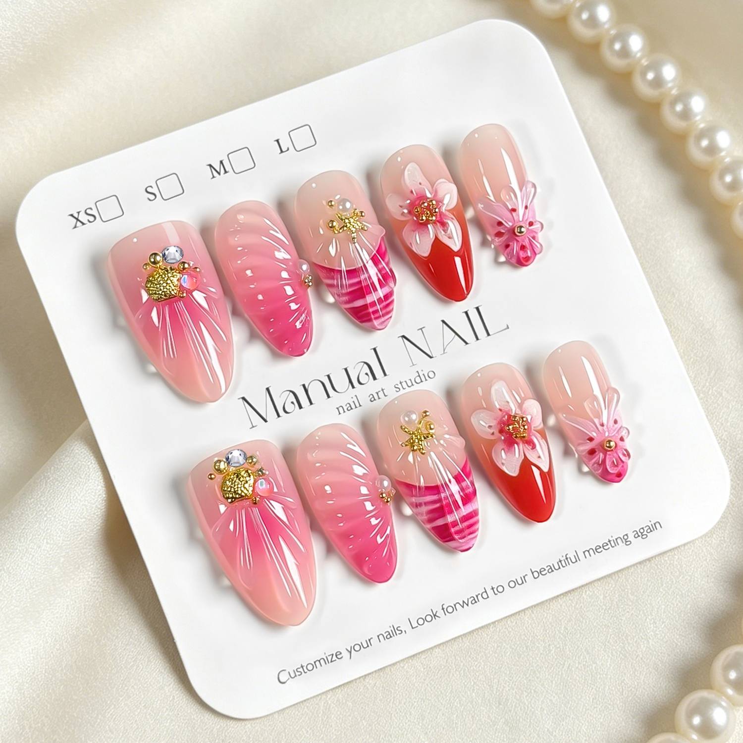 1박스 3D 플라워 핑크 옴브레 아크릴 프레스온 네일  - Nail Art Ombre Pink 리뷰 및 가격