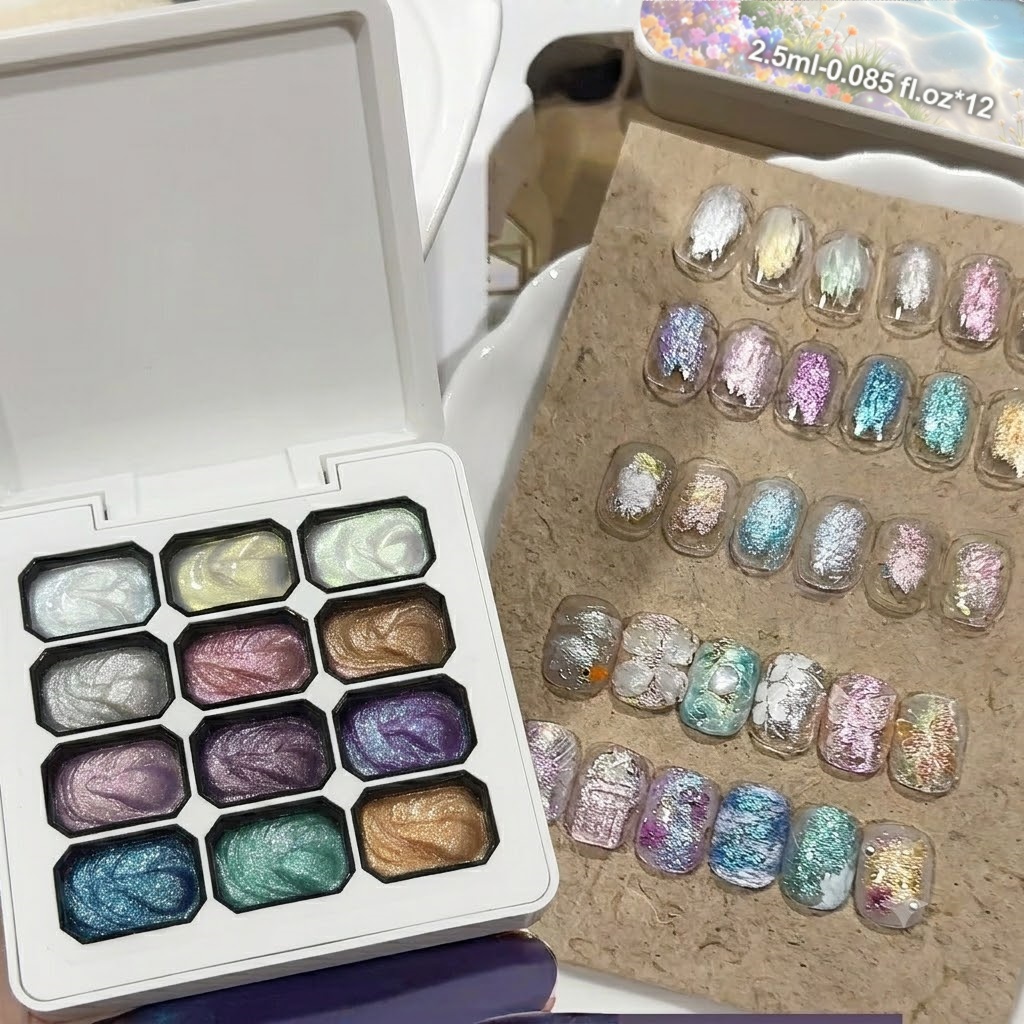 12색 오로라 솔리드 네일 젤 세트, 크롬 글리터 솔리 - Nail Art Chrome 리뷰 및 가격