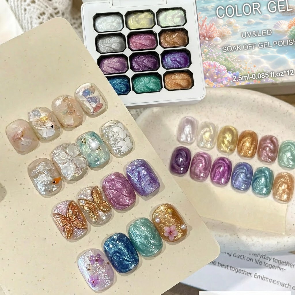 12색 오로라 솔리드 네일 젤 세트, 크롬 글리터 솔리 - Nail Art Chrome 리뷰 및 가격