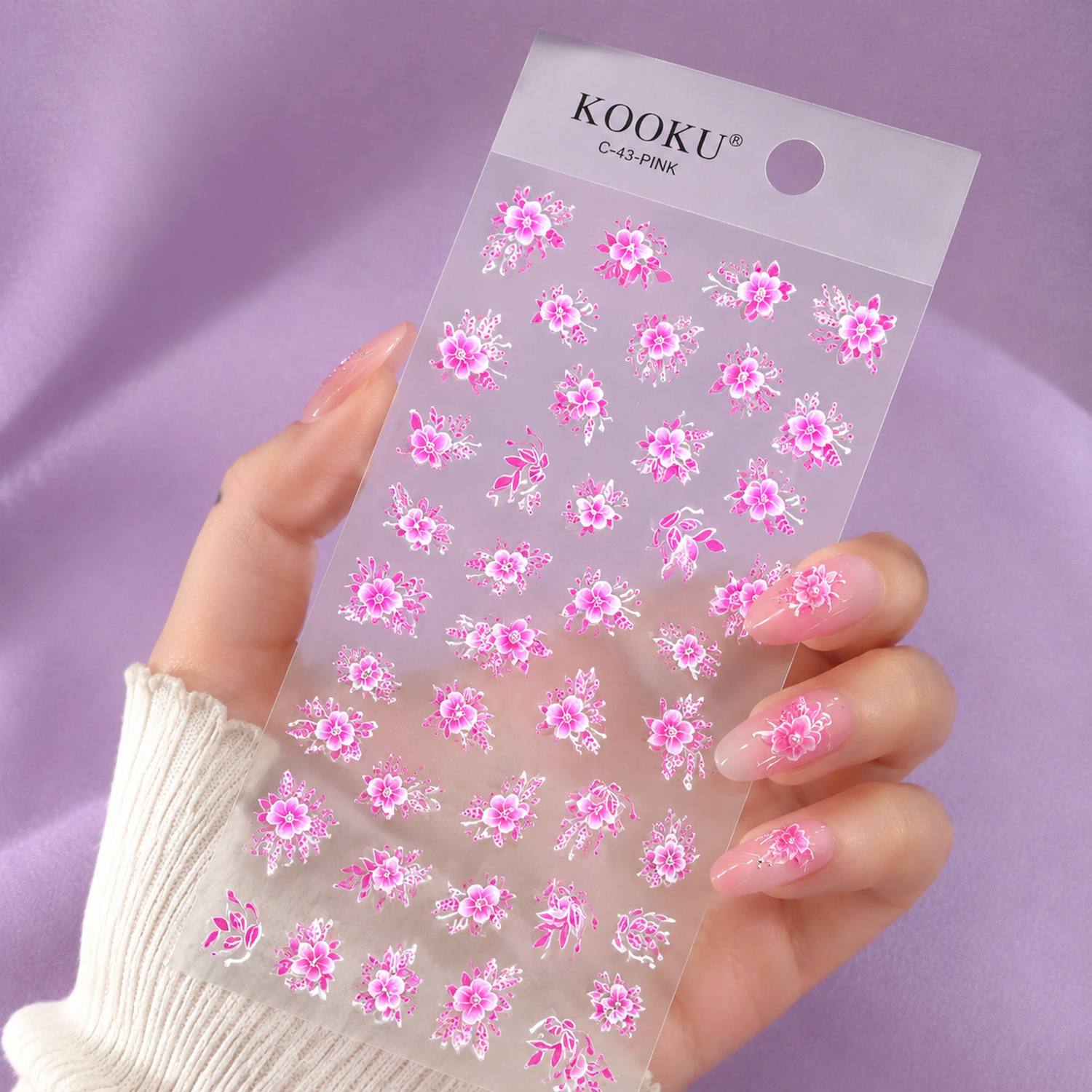 1Pc 3D 양각 꽃송이 네일 아트 스티커 소프트 핑크 - Nail Art Ombre Pink 리뷰 및 가격