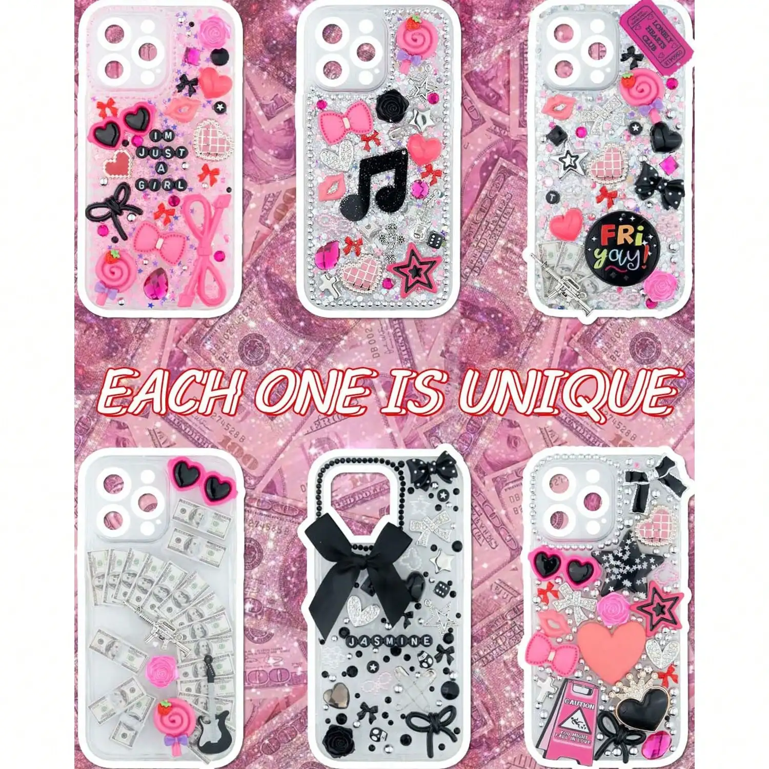 1050개 재활용 폰케이스 참 장식 키트, 케이스 커스 - Nail Art Design 리뷰 및 가격