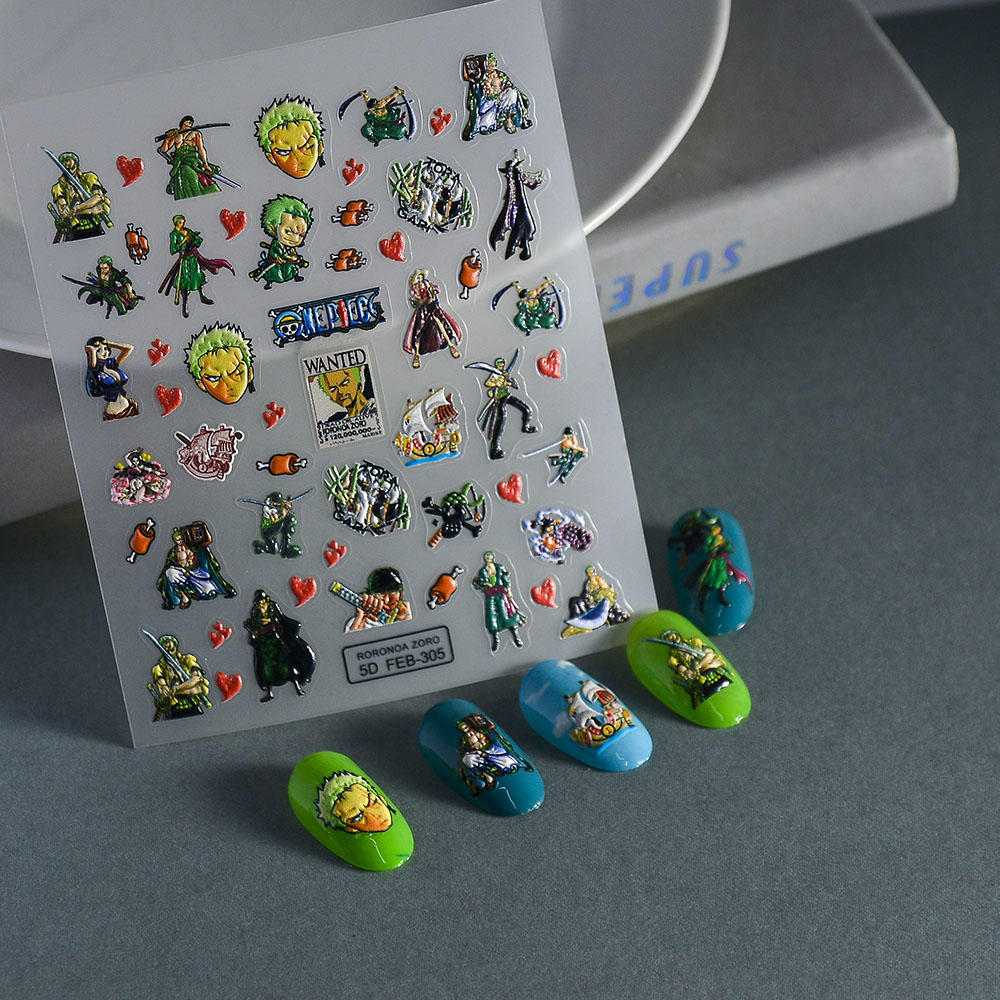 1PCS 5D 휴대용 원피스 네일 스티커 조로 밀짚모자 - Nail Art Zoro One Piece 리뷰 및 가격
