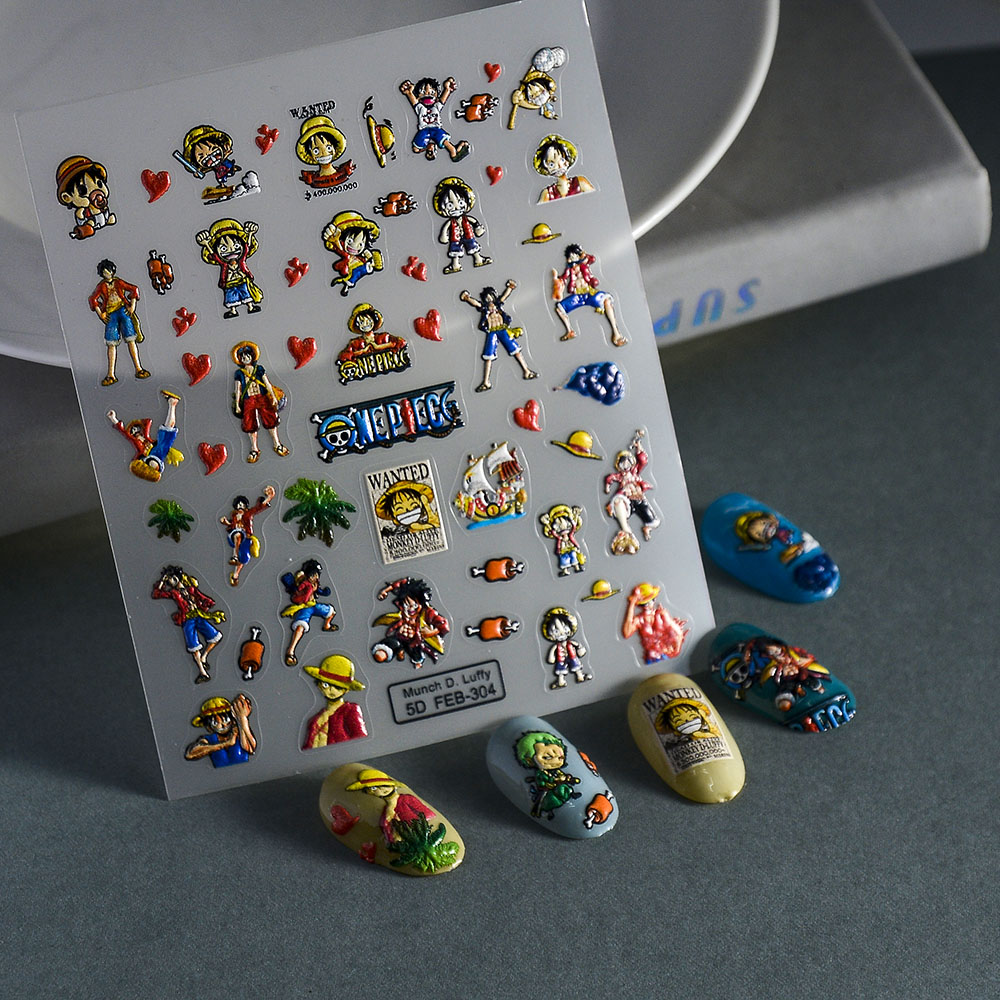 1PCS 5D 휴대용 원피스 네일 스티커 조로 밀짚모자 - Nail Art Zoro One Piece 리뷰 및 가격