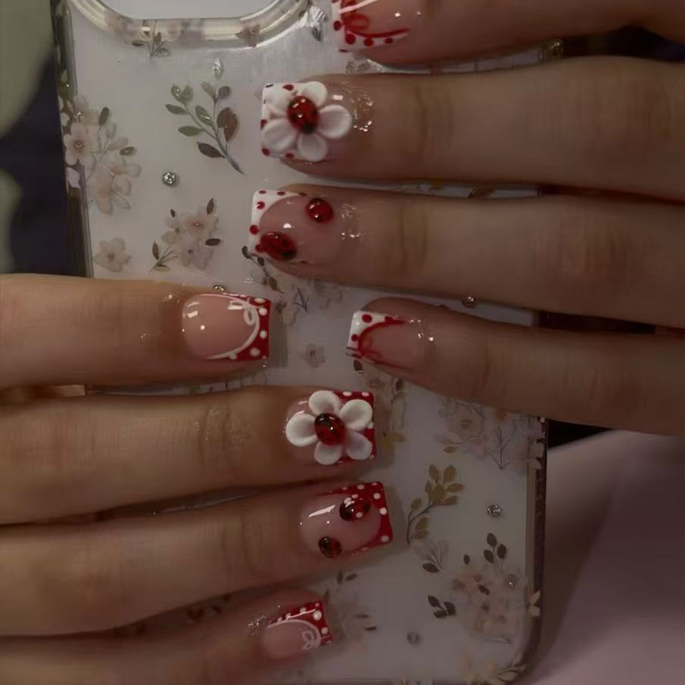 세트당 24개. 직사각형 3D 젤 꽃 물방울 무늬 무당 - Nail Art Design 리뷰 및 가격