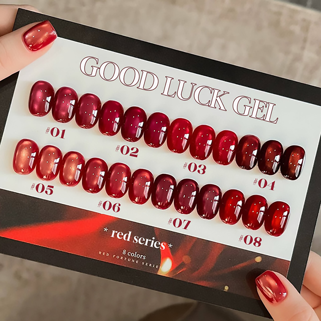 1개 PSK 새해 행운 레드 럭 캣 아이 젤 네일 폴리 - Nail Art Red Wine Cat Eye 리뷰 및 가격