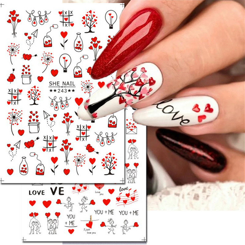3d 네일 아트 슬라이더 스티커 발렌타인 사랑 나무 소 - Nail Art Valentines Day 리뷰 및 가격