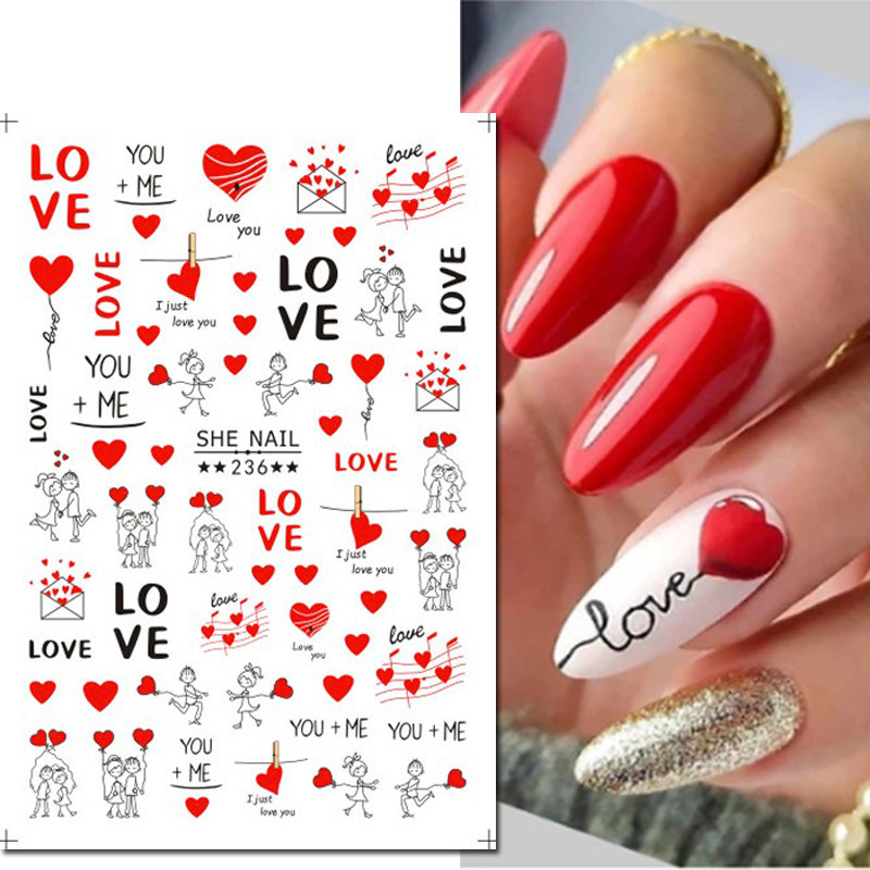 3d 네일 아트 슬라이더 스티커 발렌타인 사랑 나무 소 - Nail Art Valentines Day 리뷰 및 가격