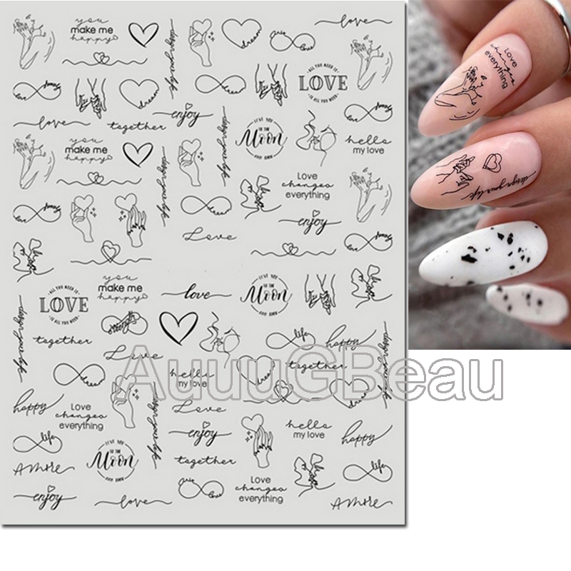 3d 네일 아트 데칼 발렌타인 데이 편지 기하학적 라인 - Nail Art Valentines Day 리뷰 및 가격
