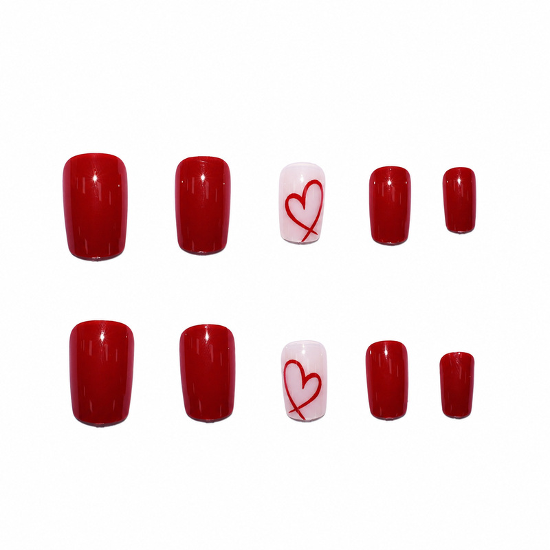 24개입 짧은 사각형 광택 발렌타인데이 레드 하트 프레 - Nail Art Valentines Day 리뷰 및 가격