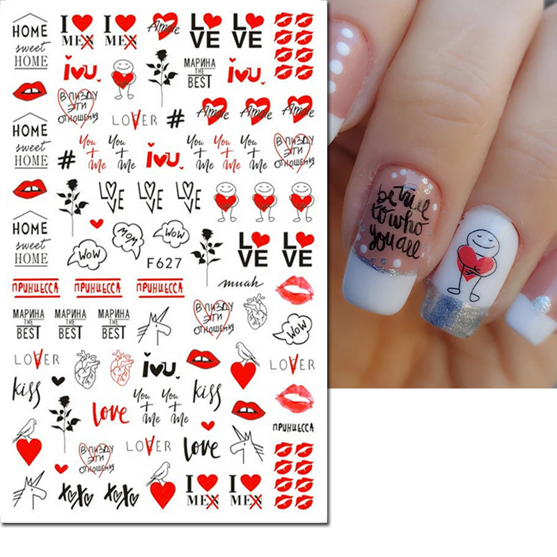 3D 네일 아트 데칼 발렌타인 데이 사랑 하트 글자 레 - Nail Art Valentines Day 리뷰 및 가격