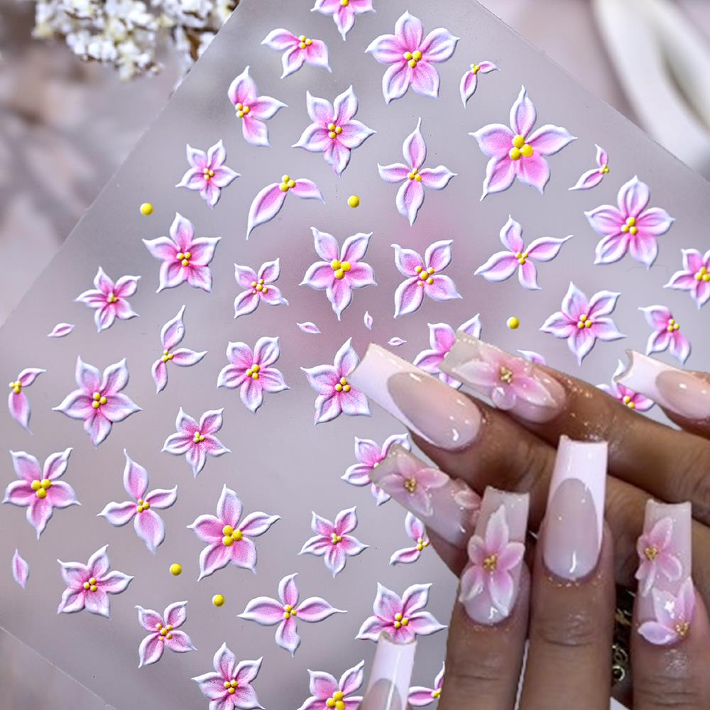 1개입 5D 엠보싱 옴브레 핑크 백합꽃 네일아트 스티커 - Nail Art Ombre Pink 리뷰 및 가격