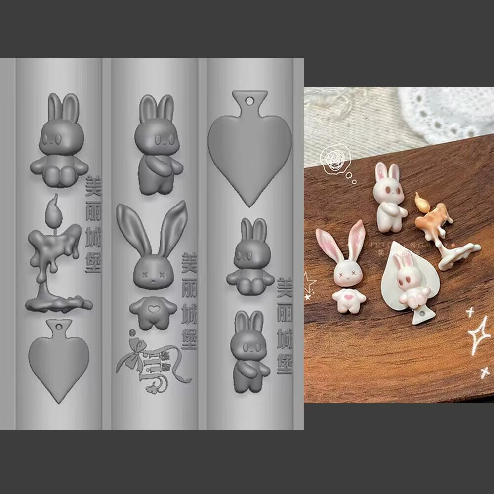 1개 로코코 액자 촛대 토끼 리본 보우 3D 아크릴 몰 - Nail Art One Piece 리뷰 및 가격