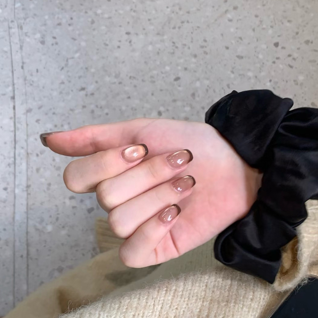 10개입 짧은 프렌치 프레스온 네일 캣아이 디자인 와인 - Nail Art Red Wine Cat Eye 리뷰 및 가격