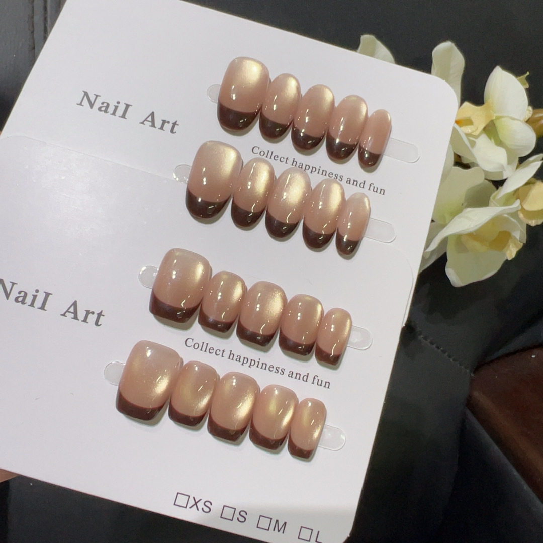 10개입 짧은 프렌치 프레스온 네일 캣아이 디자인 와인 - Nail Art Red Wine Cat Eye 리뷰 및 가격