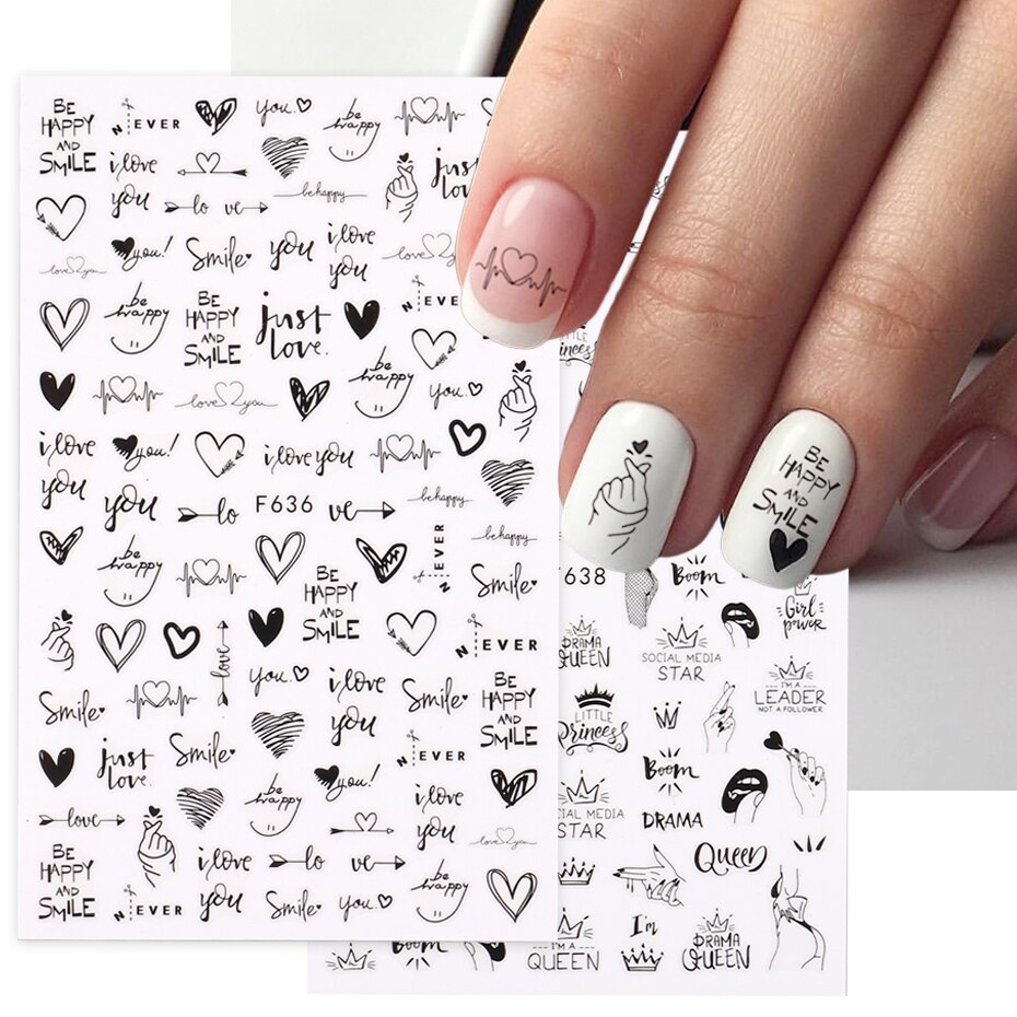 하트 러브 디자인 3D 네일 아트 스티커, 영어 문자  - Nail Art Valentines Day 리뷰 및 가격