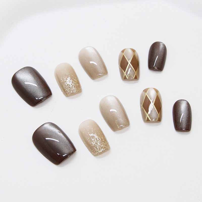 여성용 버건디 수제 프레스 네일, 귀여운 딸기 분리형  - Nail Art Red Wine Cat Eye 리뷰 및 가격