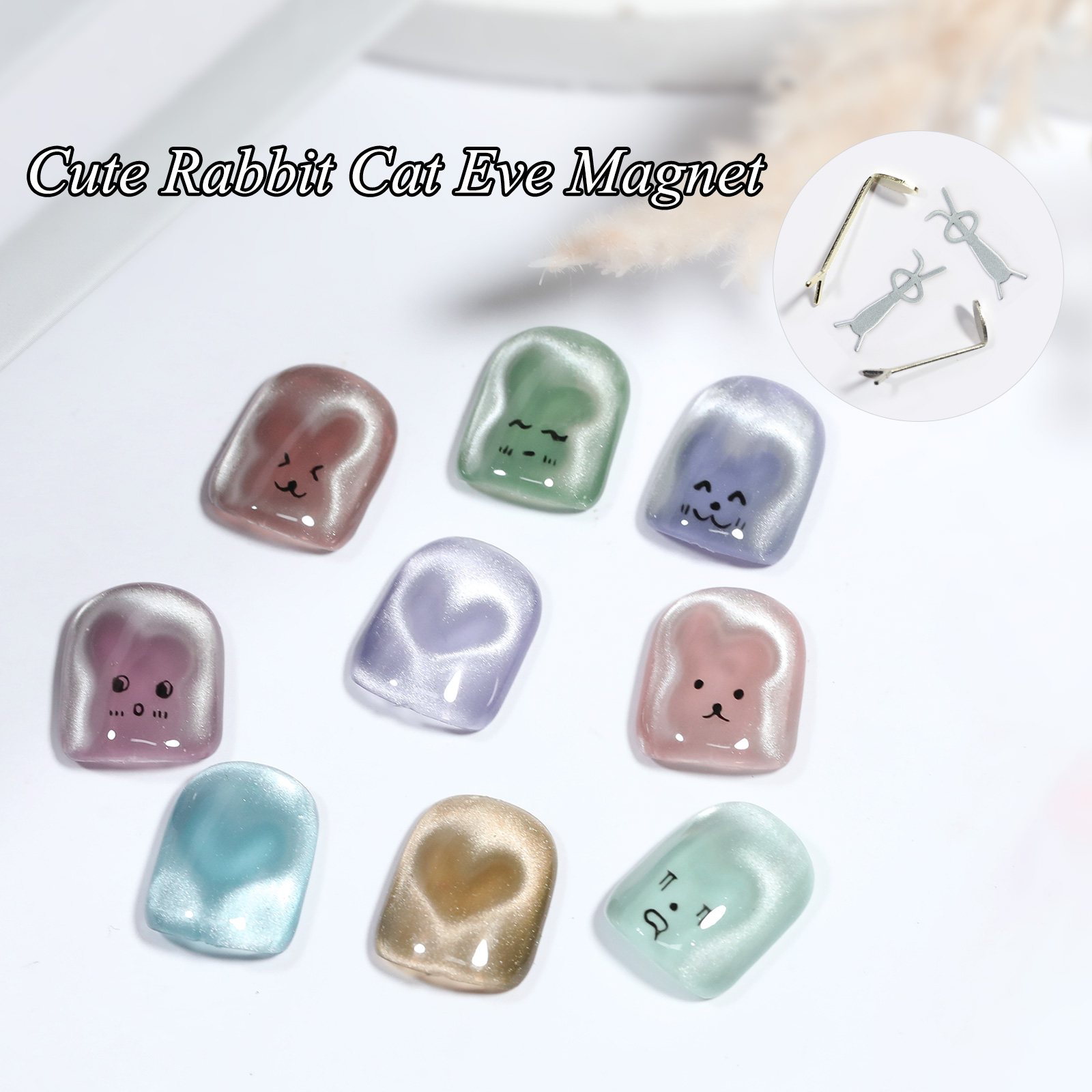 1/2/4pcs 토끼 곰 심장 모양의 고양이 눈 자석  - Nail Art One Piece 리뷰 및 가격