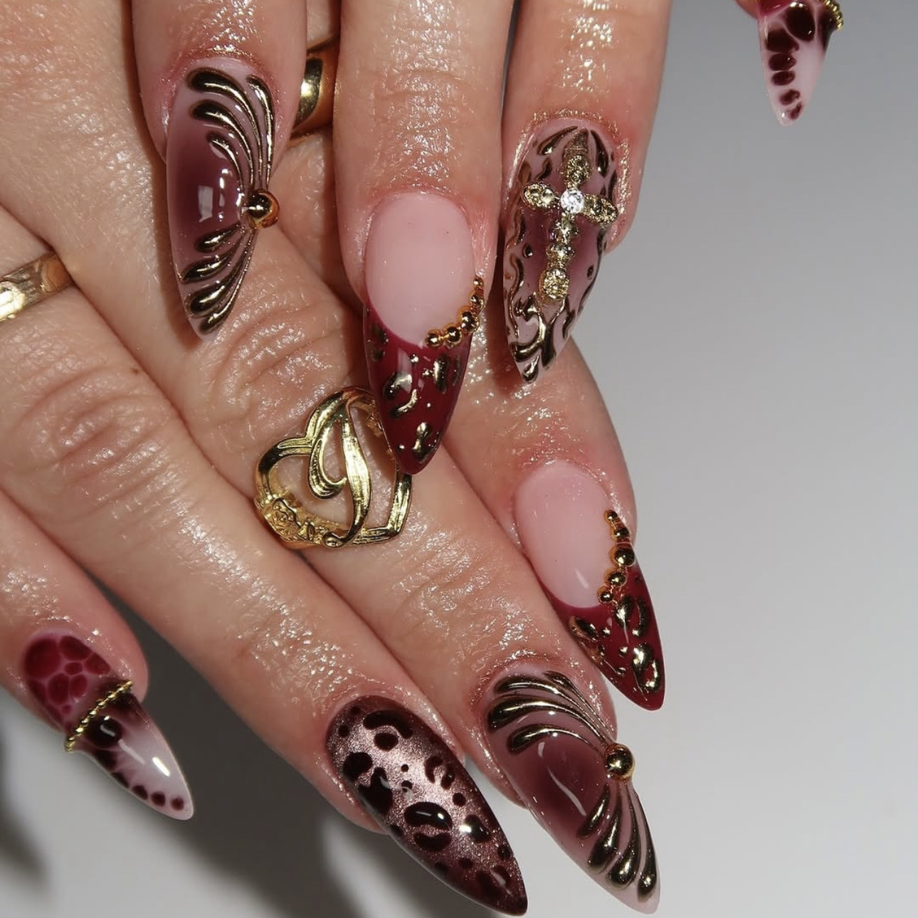 여성용 중간 사이즈 가짜 손톱 그라데이션 커피 브라운  - Nail Art Design 리뷰 및 가격
