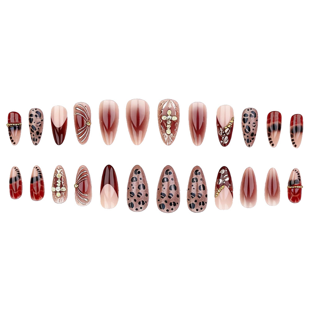 여성용 중간 사이즈 가짜 손톱 그라데이션 커피 브라운  - Nail Art Design 리뷰 및 가격