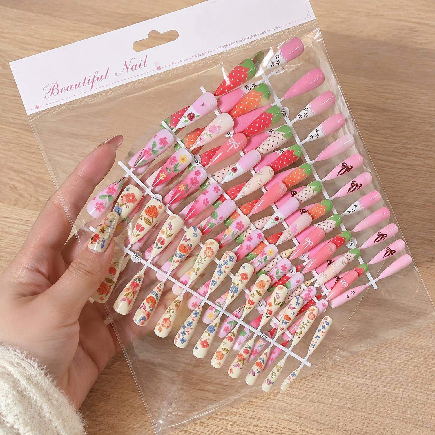 1봉지 프로스티드 옴브레 3D 아트 프레스온 네일 핑크 - Nail Art Ombre Pink 리뷰 및 가격