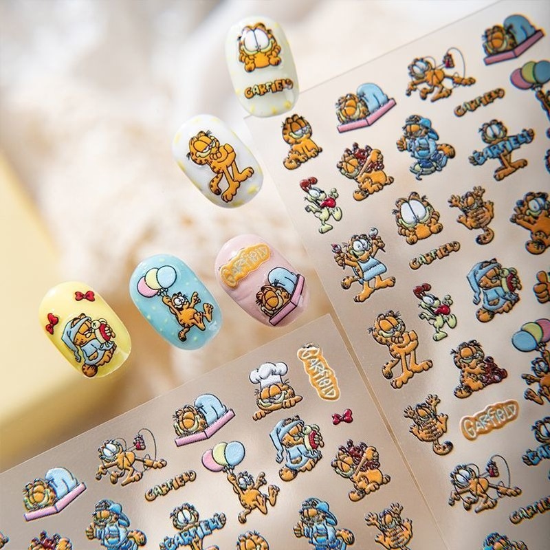 새로운 가필드 네일 아트 스티커, 고채도, 독창적인 개 - Nail Art Design 리뷰 및 가격