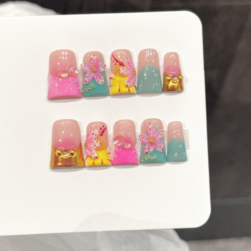 10개입 오션 스타일 가짜 손톱 덕빌 프레스온 네일 세 - Nail Art Design 리뷰 및 가격