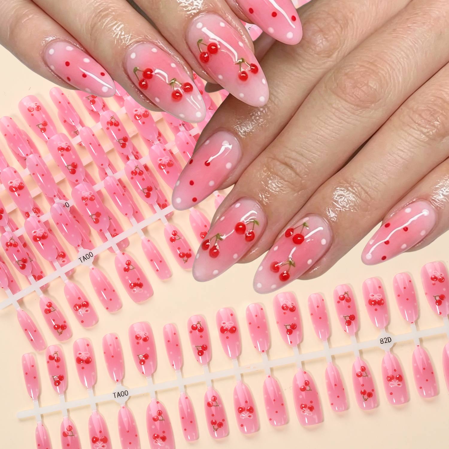 1봉 핑크 옴브레 광택 체리 프레스온 네일 핑크 누드  - Nail Art Ombre Pink 리뷰 및 가격